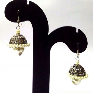 Silver Oxidized Earring Ethnic Imitation Tradition Jewelry Hook Dangle Drop EA29